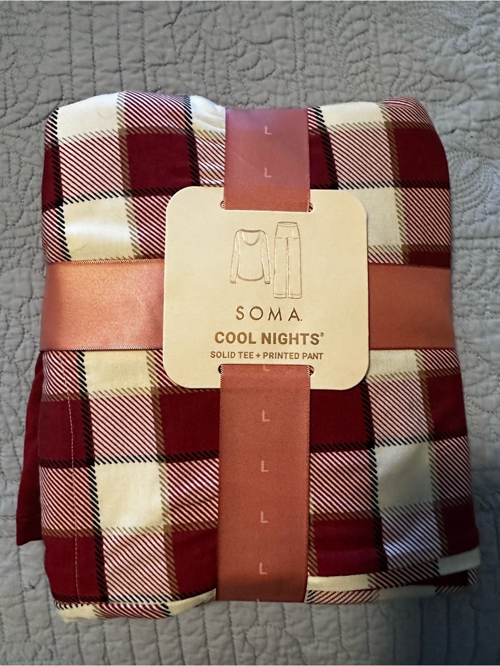 Soma Cool Nights Plaid Sleep Set - Burgundy & Cream